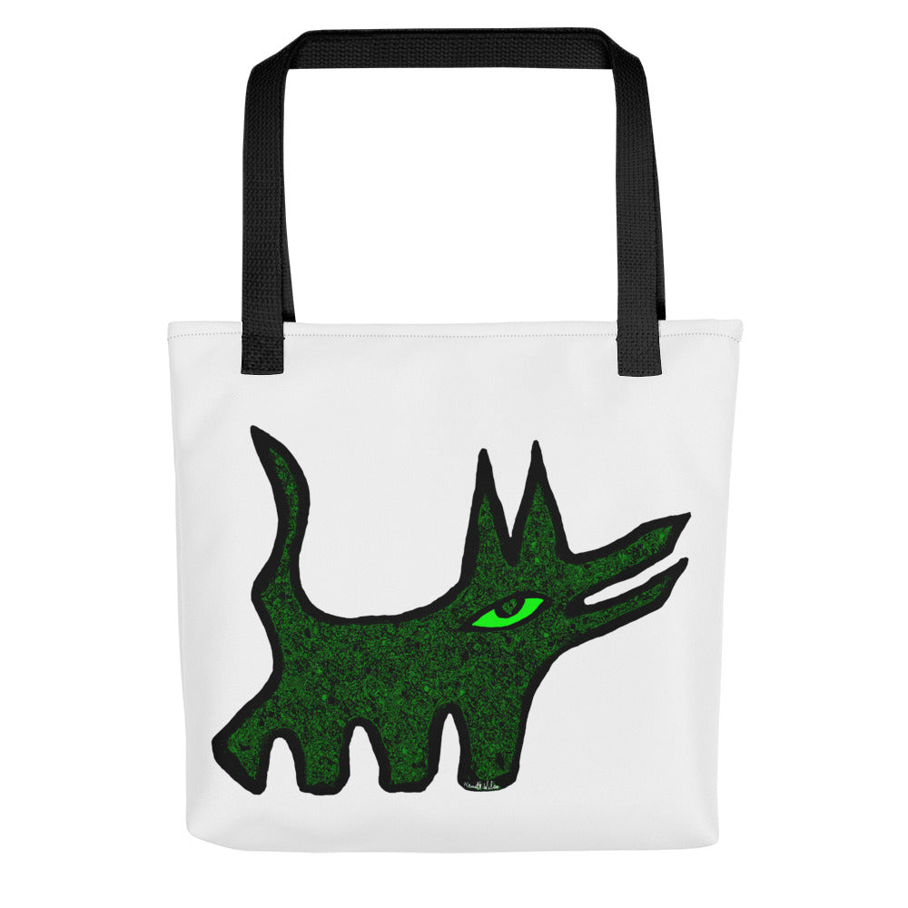 Dog Tote Bag Green Black Kenneth Wilan Design