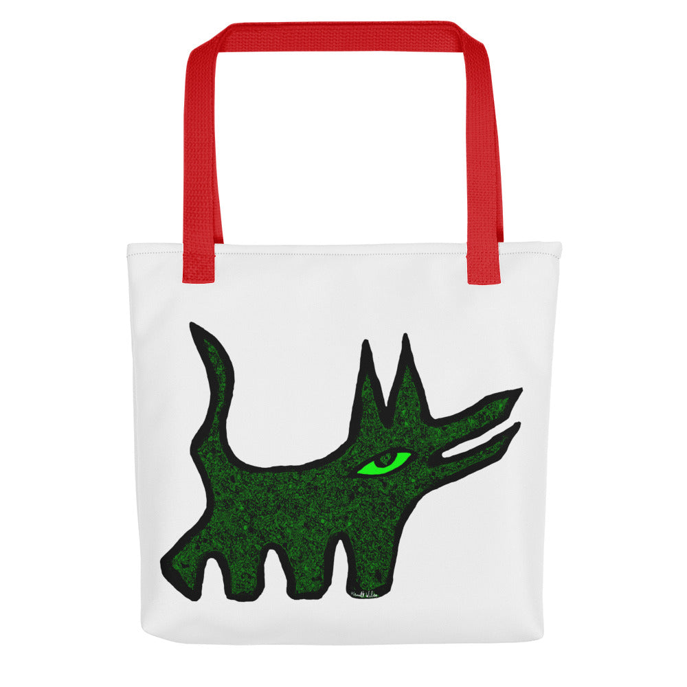 Dog Tote Bag Green Black Kenneth Wilan Design