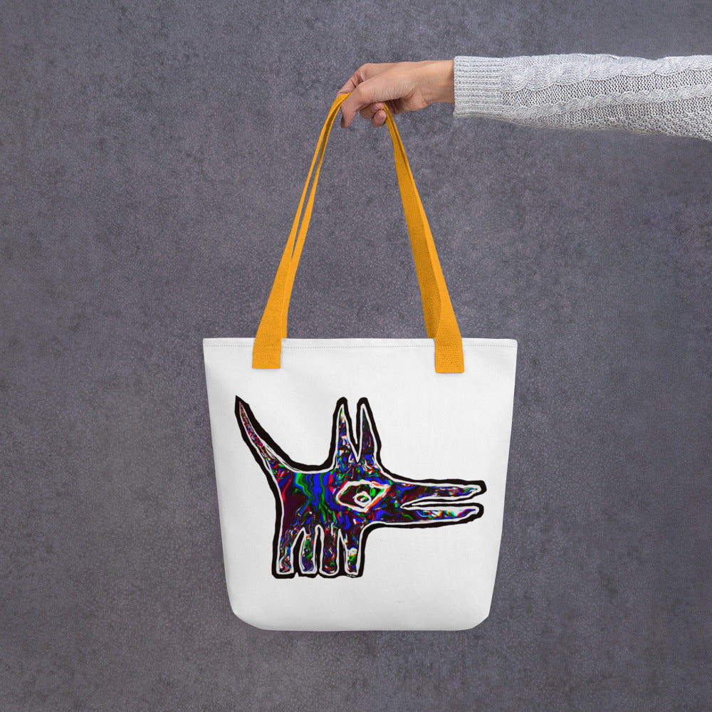 Elegant Fun Dog Tote Bag Red Blue Yellow Green Kenneth Wilan Design