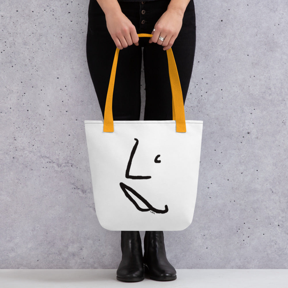 Face Tote Bag Profile Black & White Kenneth Wilan Design