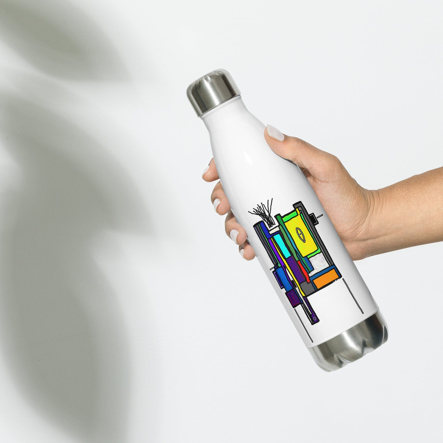 Colorful Robot Stainless Steel Water Bottle Kenneth Wilan Design