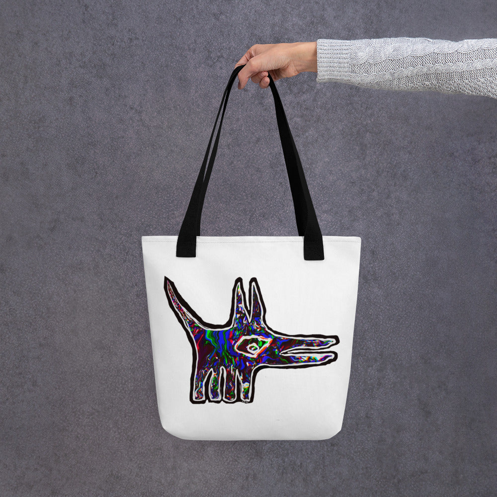 Elegant Fun Dog Tote Bag Red Blue Yellow Green Kenneth Wilan Design