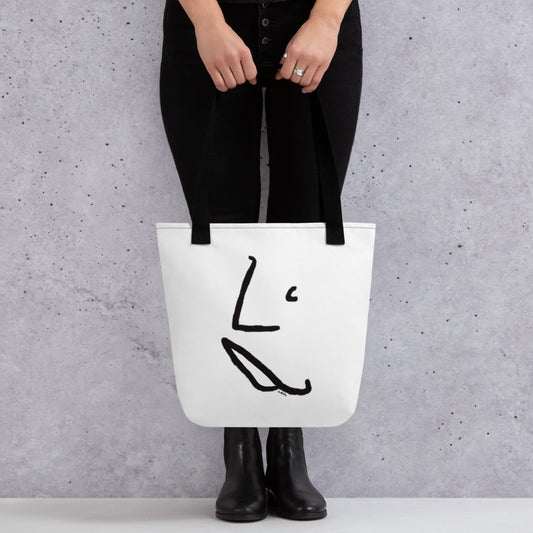 Face Tote Bag Profile Black & White Kenneth Wilan Design