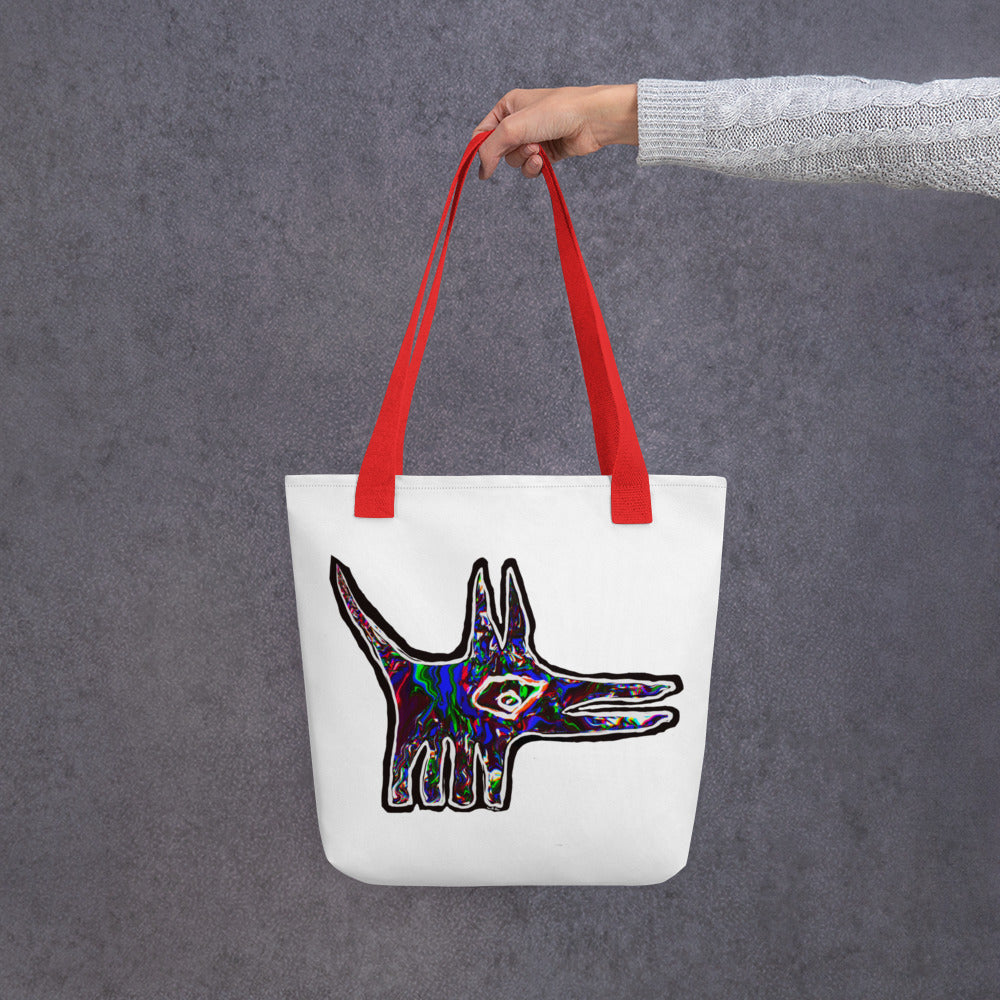 Elegant Fun Dog Tote Bag Red Blue Yellow Green Kenneth Wilan Design
