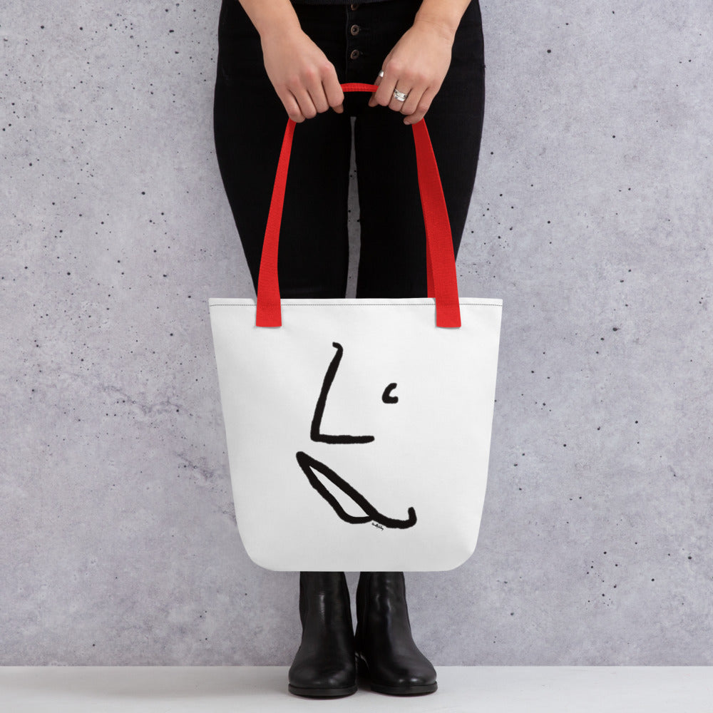 Face Tote Bag Profile Black & White Kenneth Wilan Design