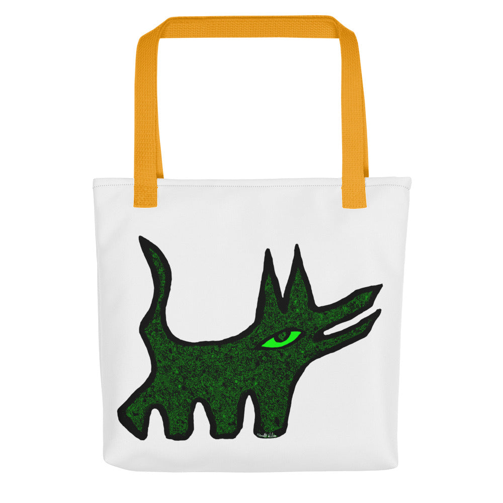 Dog Tote Bag Green Black Kenneth Wilan Design