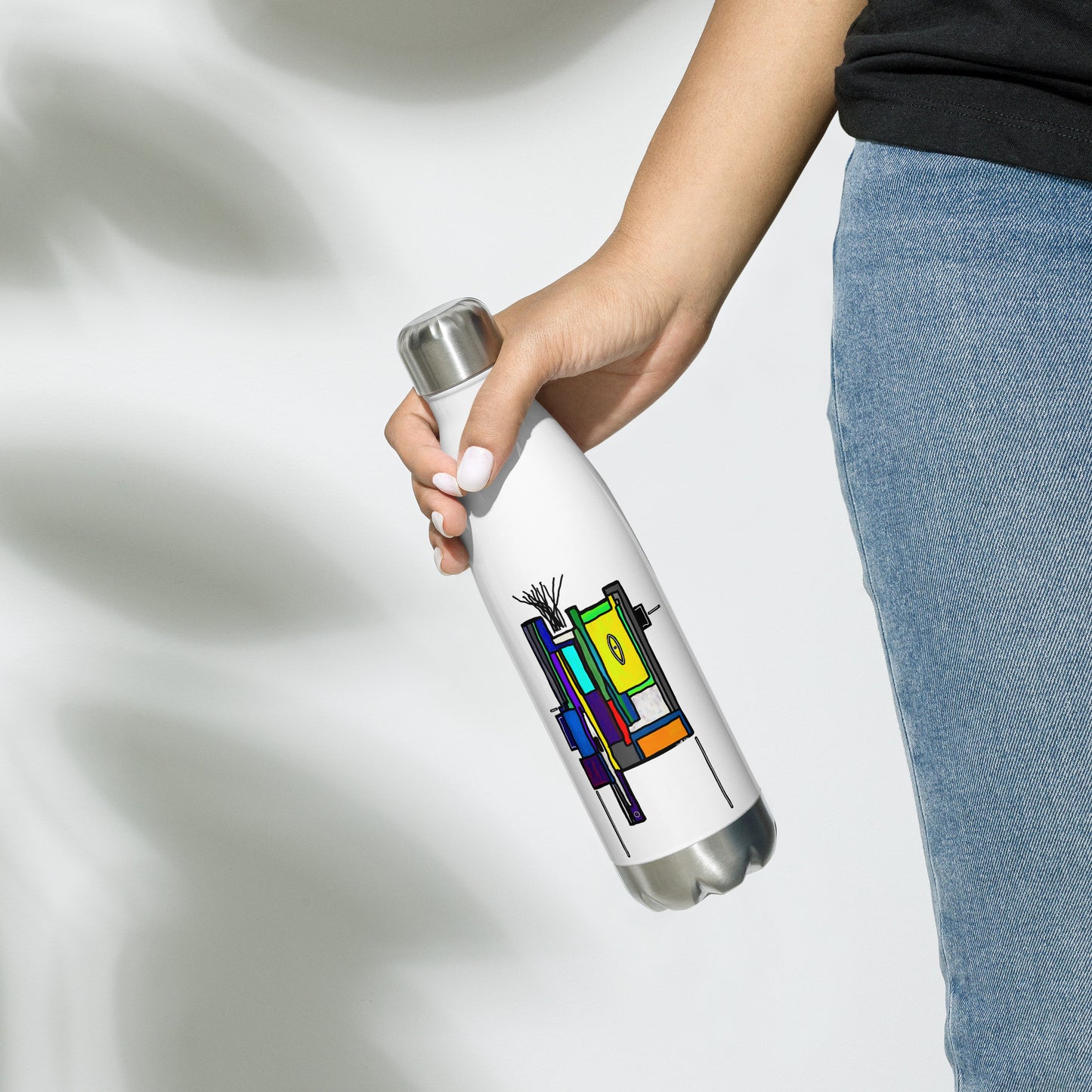 Colorful Robot Stainless Steel Water Bottle Kenneth Wilan Design