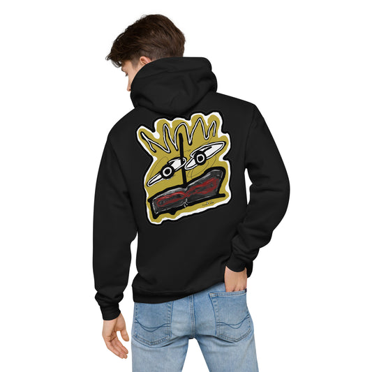 Big Mouth Face Unisex Fleece Hoodie Yellow Red Black White Kenneth Wilan Design