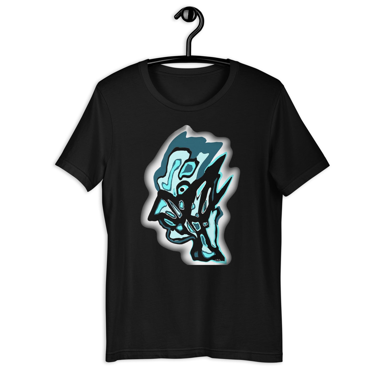 Face Unisex T Shirt Black White Marine Blue Kenneth Wilan Design