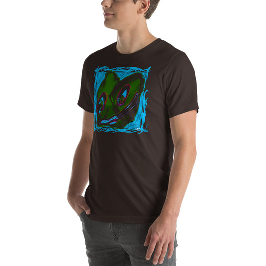 Creature Portrait Unisex T Shirt Light Blue Green Red Kenneth Wilan Design