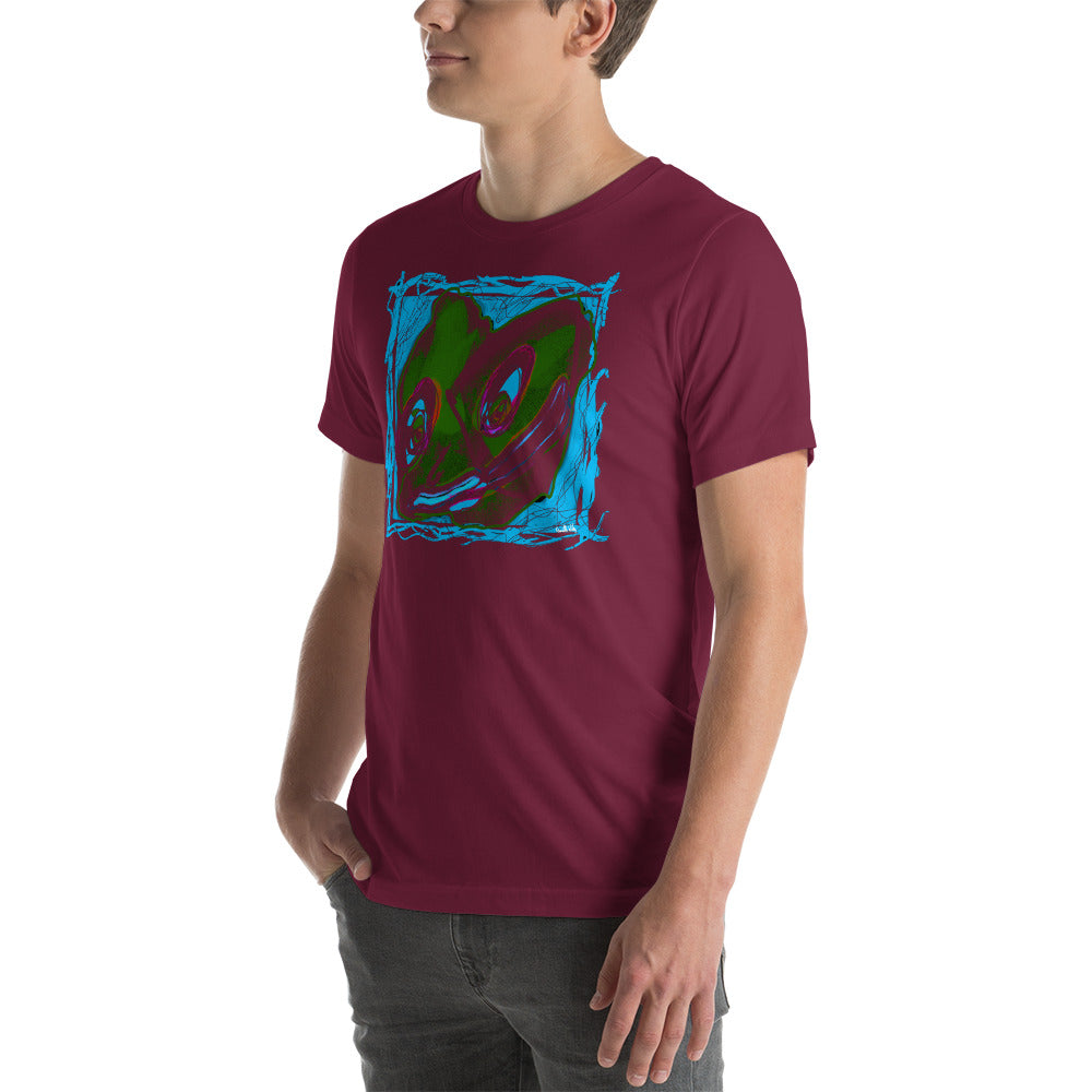 Creature Portrait Unisex T Shirt Light Blue Green Red Kenneth Wilan Design