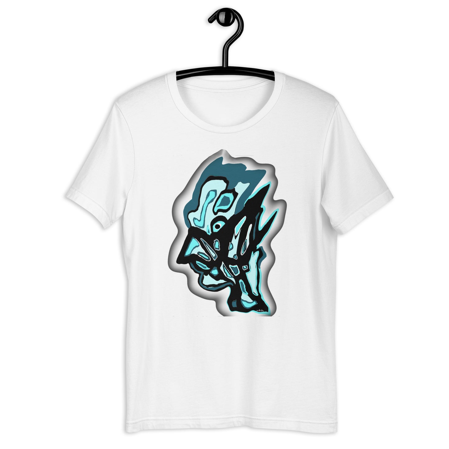 Face Unisex T Shirt Black White Marine Blue Kenneth Wilan Design